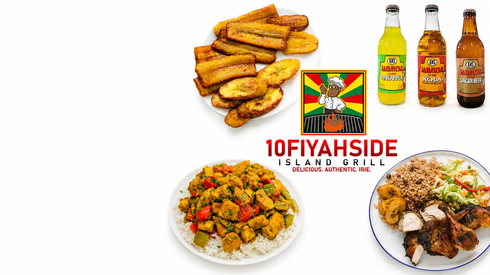 10 Fiyahside Island Grill branding and signature Jamaican dishes