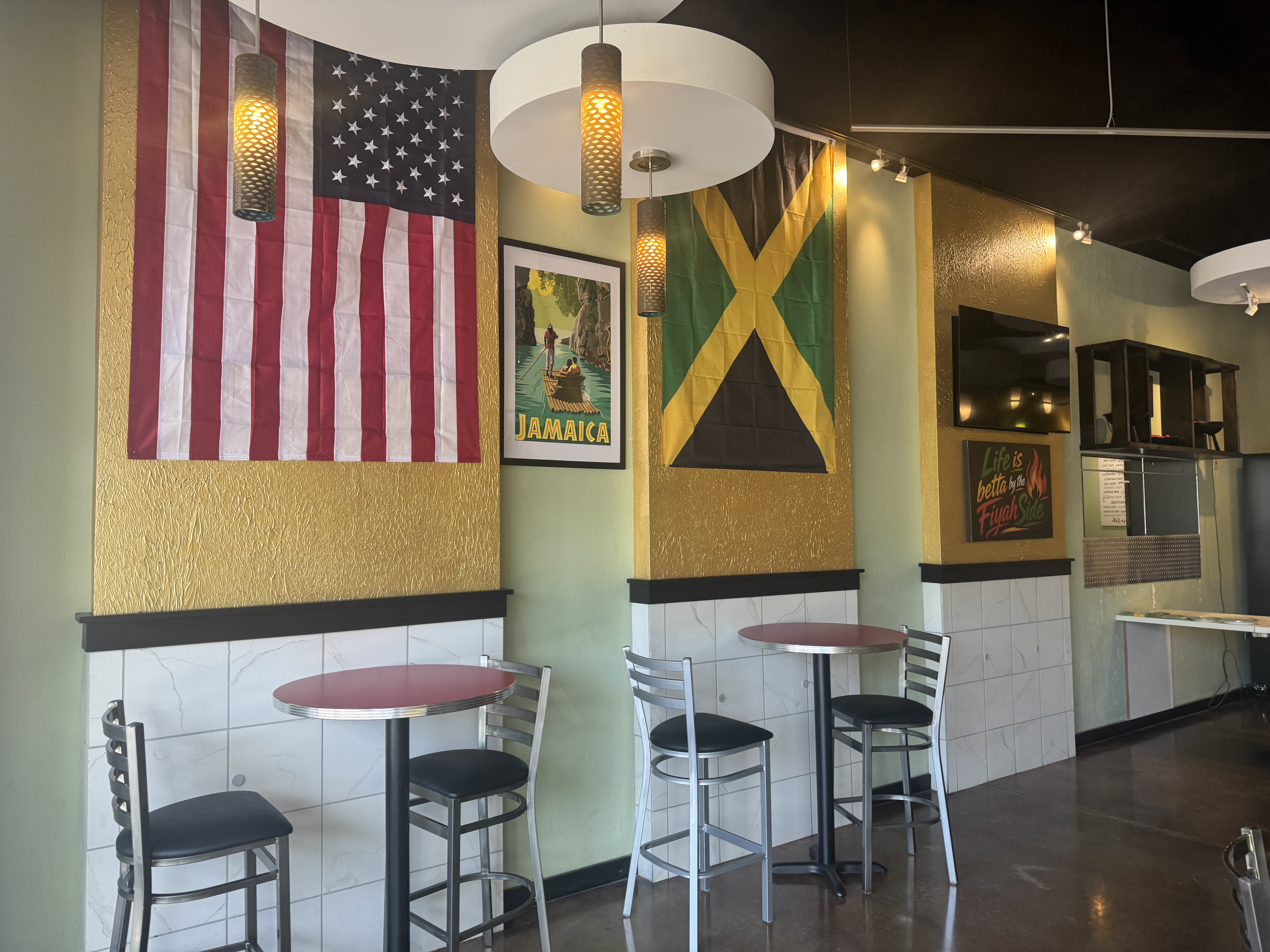Dining area inside Fiyahside Island Grill 2 in Little Rock, Arkansas