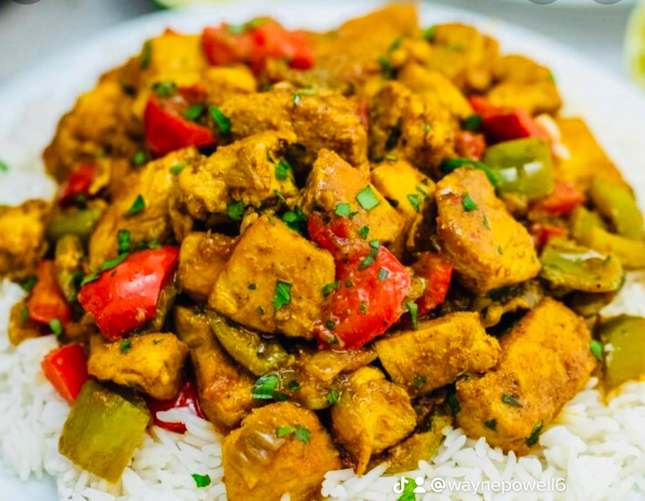 Colorful Caribbean rice plate with vegetables